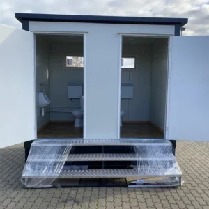 Conteneur Sanitaire Double avec Réservoir à Déchets Blanc 3x2 Mètres