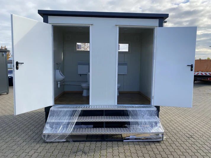 Conteneur Sanitaire Double avec Réservoir à Déchets Blanc 3x2 Mètres