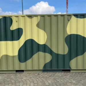 Conteneur maritime de 20 pieds, camouflage.