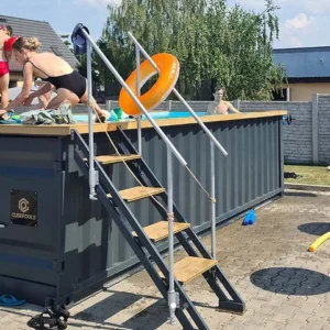 Piscine conteneur 6,2 m x 2,5 m prête à l'emploi, Pack Confort.
